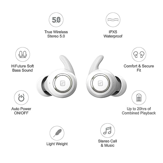 HiFuture OlymBuds Truly Wireless in Ear Earbuds with Mic (White) HiFuture OlymBuds Truly Wireless in Ear Earbuds with Mic (White)